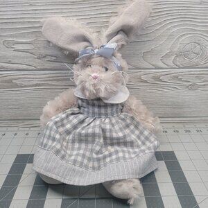 Ganz Grey Zoe Bunny Rabbit Stuffed Animal Plush Easter‎ Spring Dress 15"
